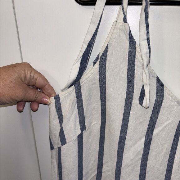 Ivy Street Women Jumpsuit Linen Rayon Romper L Wide Leg Beach Boho Sleeveless - Picture 4 of 8